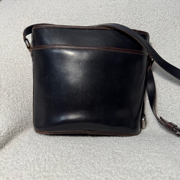 Vintage Brighton Leather Croc Embossed Shoulder Bag Brown Black Bucket Style - Picture 8 of 12